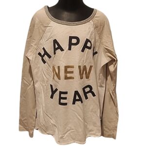 Peek Aren't You Curius Happy New Year White and Gold Raglan Long Sleeve Tshirt